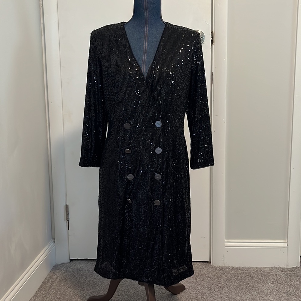 DKNY Black Sequin Dress